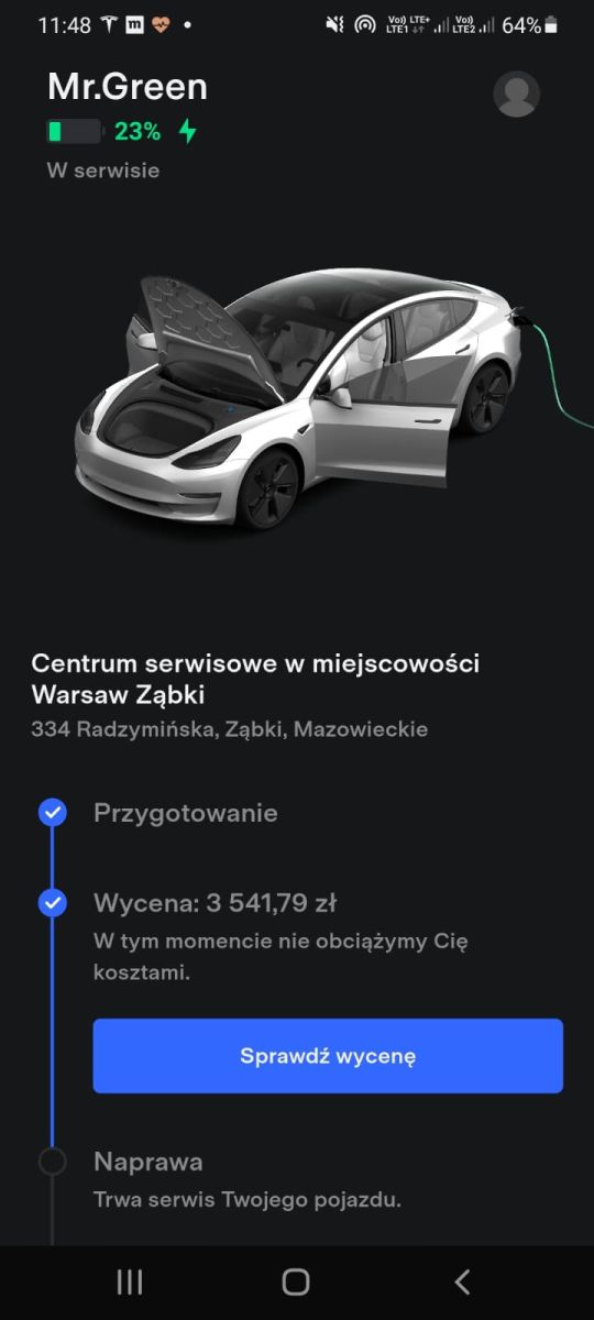 Tesla - Serwis przedniej szyby - wymiana! - zdjęcie główne